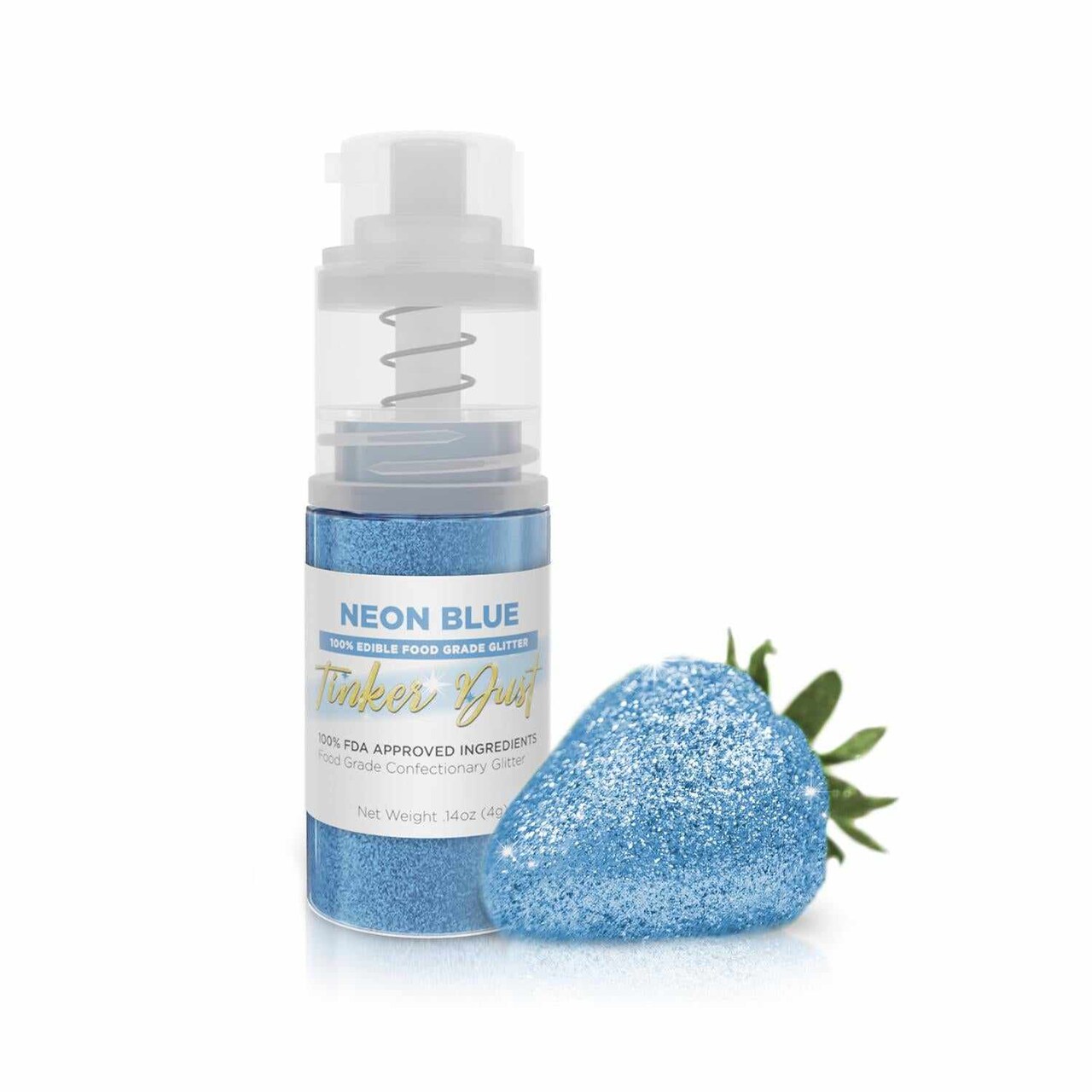 Bakell - Neon Blue Tinker Dust Edible Glitter (4g, 1x Spray Pump) for Food, Desserts, and Beverages!